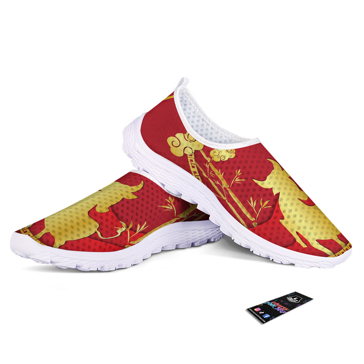 Zodiac Symbol Chinese Ox Print Nurse Shoes-grizzshop