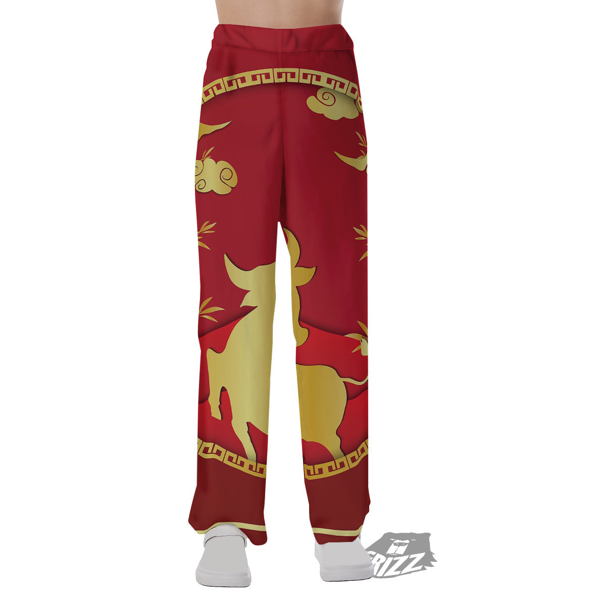 Zodiac Symbol Chinese Ox Print Pajama Pants-grizzshop