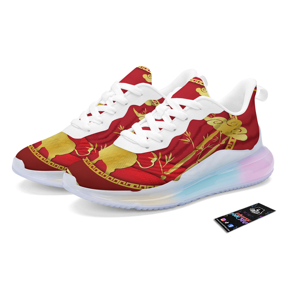 Zodiac Symbol Chinese Ox Print Running Sneakers-grizzshop