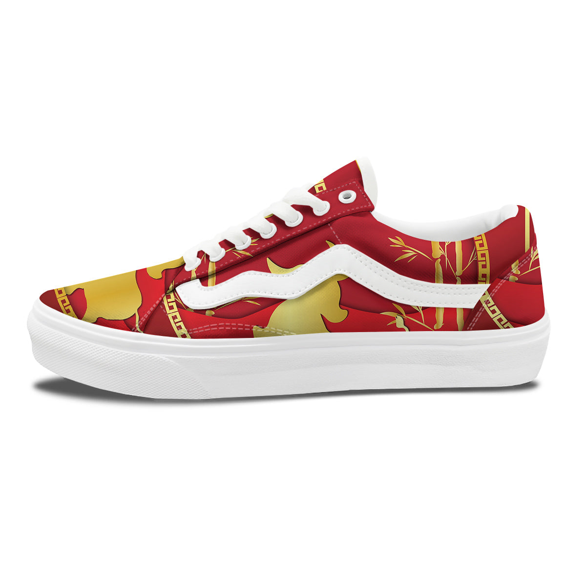 Zodiac Symbol Chinese Ox Print Skate Shoes-grizzshop