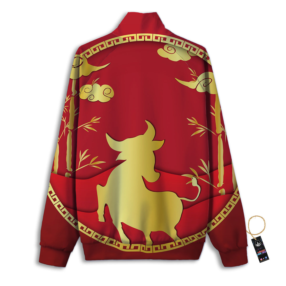 Zodiac Symbol Chinese Ox Print Track Jacket-grizzshop