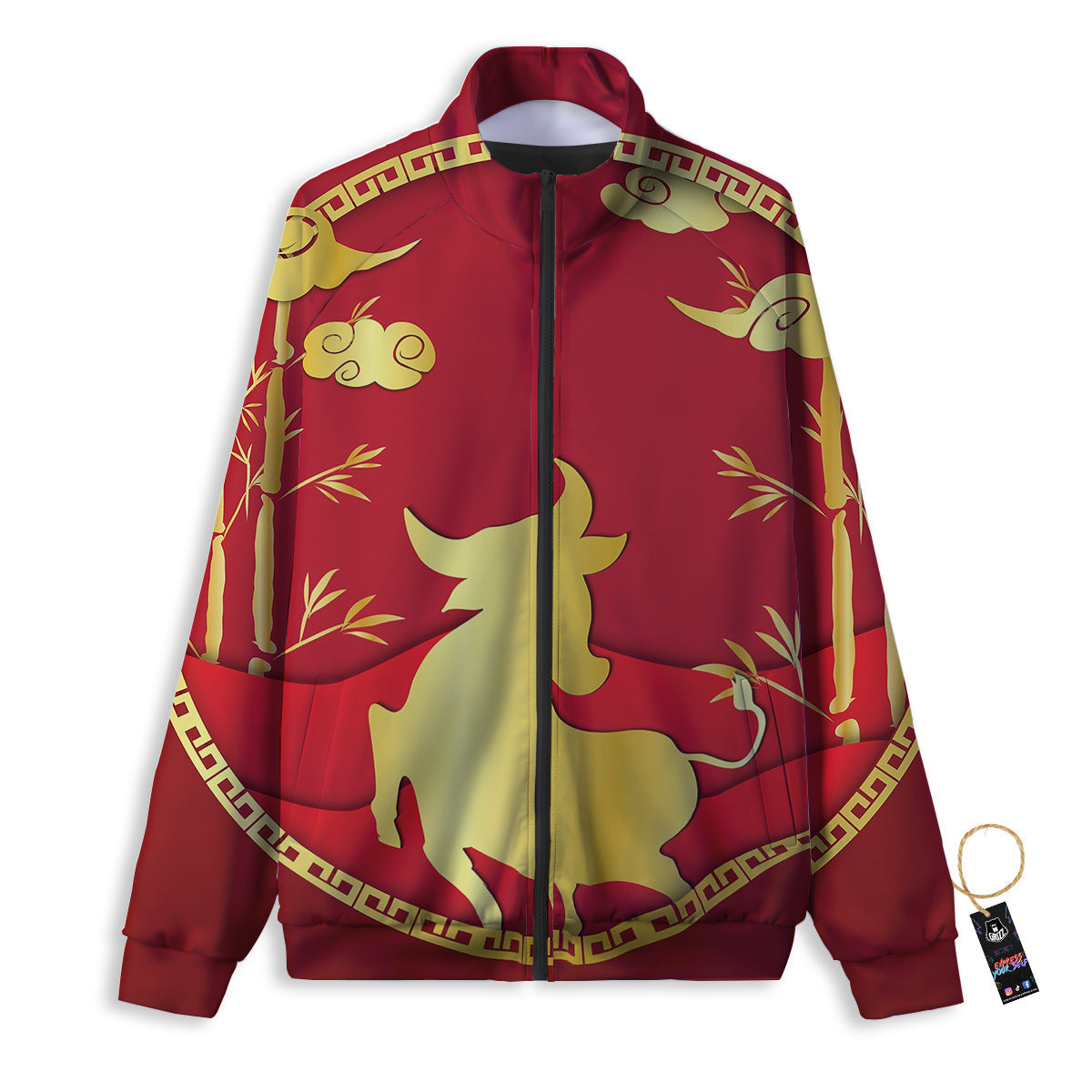 Zodiac Symbol Chinese Ox Print Track Jacket-grizzshop