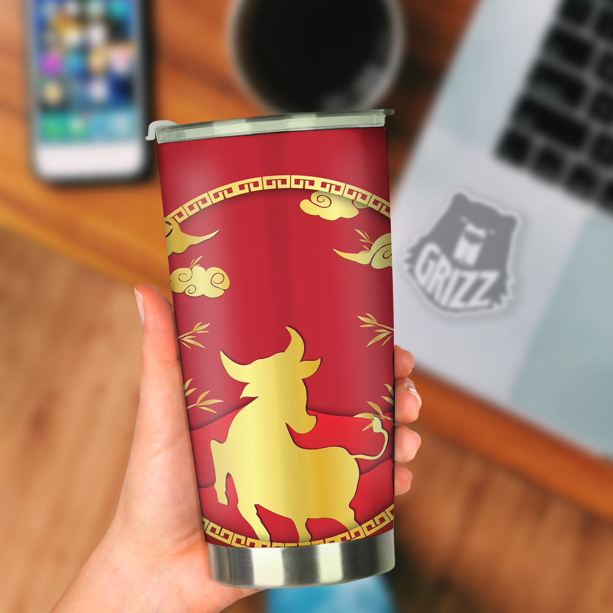 Zodiac Symbol Chinese Ox Print Tumbler-grizzshop