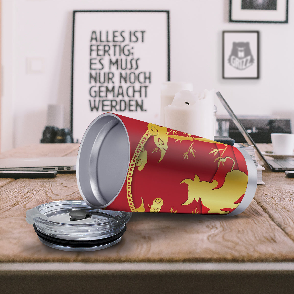 Zodiac Symbol Chinese Ox Print Tumbler-grizzshop