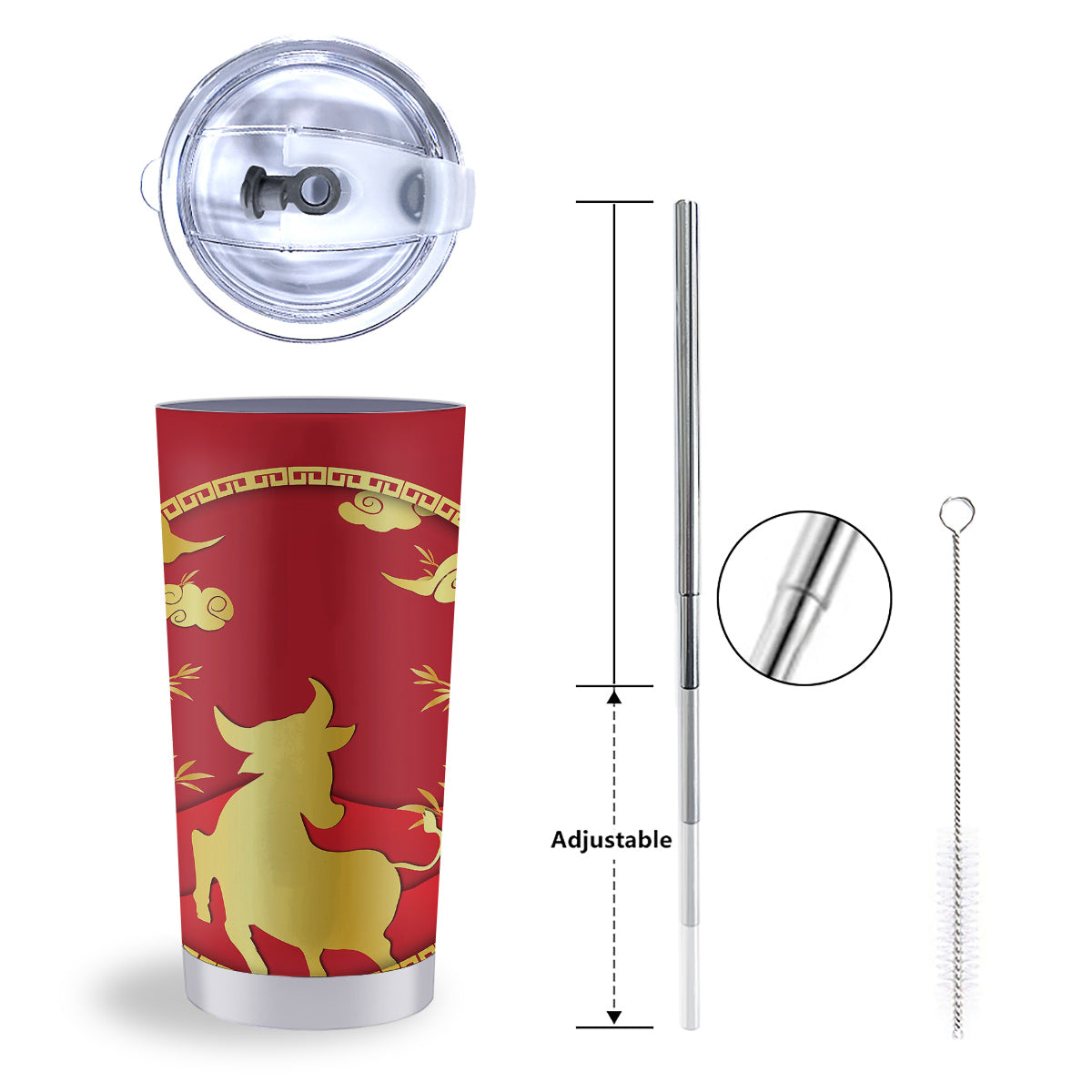 Zodiac Symbol Chinese Ox Print Tumbler-grizzshop