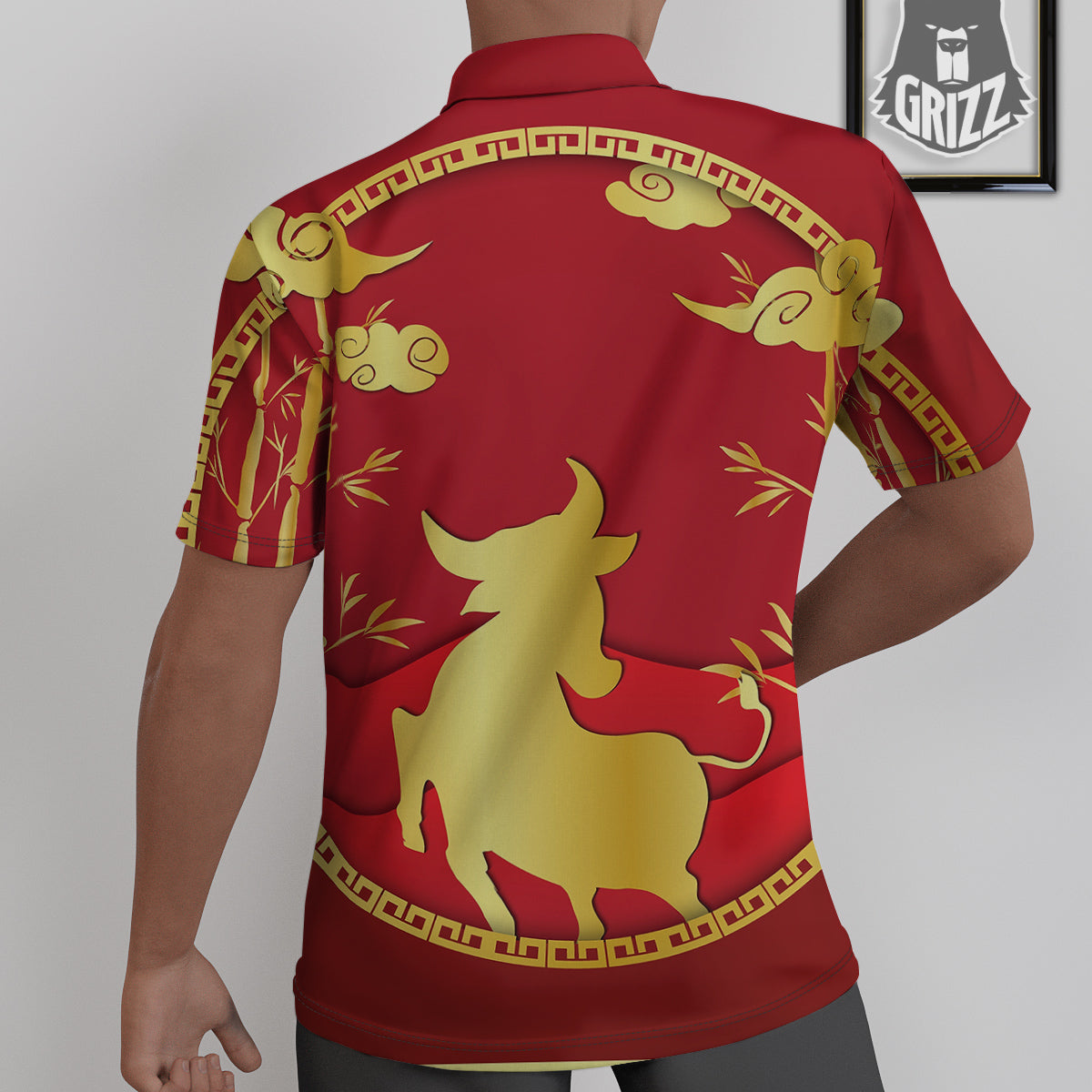 Zodiac Symbol Chinese Ox Print Untucked Shirts-grizzshop