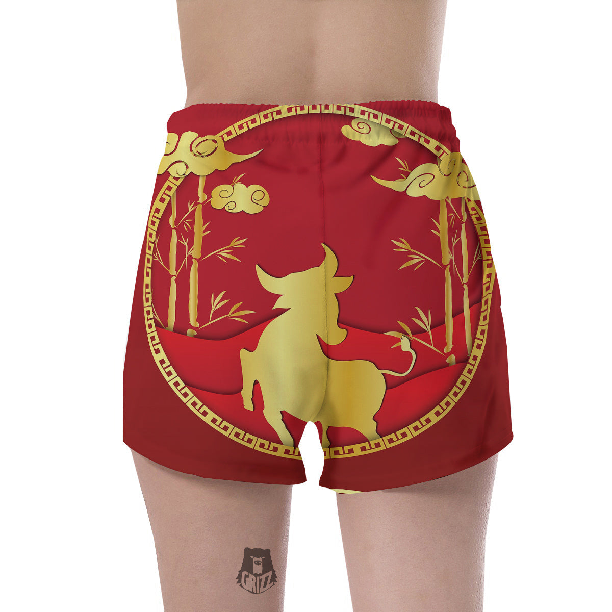 Zodiac Symbol Chinese Ox Print Women's Shorts-grizzshop