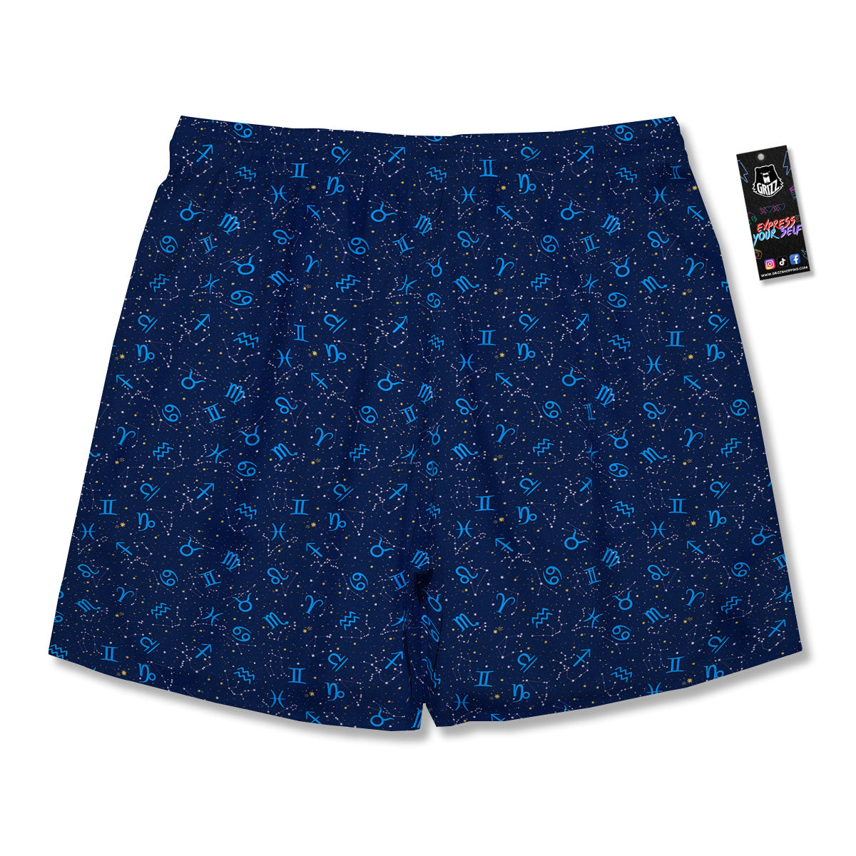 Zodiac Symbols Blue Print Pattern Men's Running Shorts-grizzshop