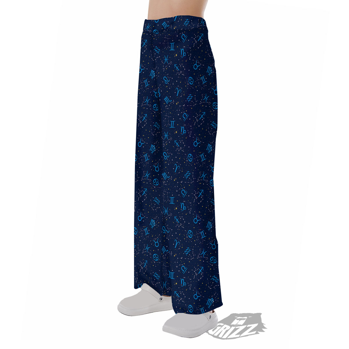 Zodiac Symbols Blue Print Pattern Pajama Pants-grizzshop