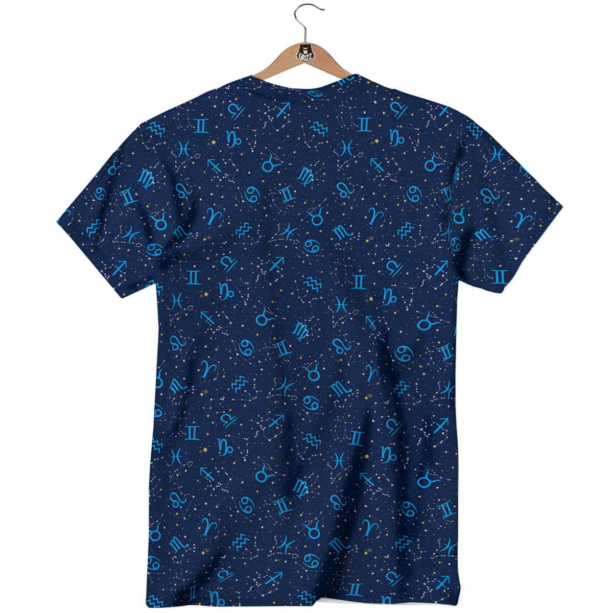 Zodiac Symbols Blue Print Pattern T-Shirt-grizzshop