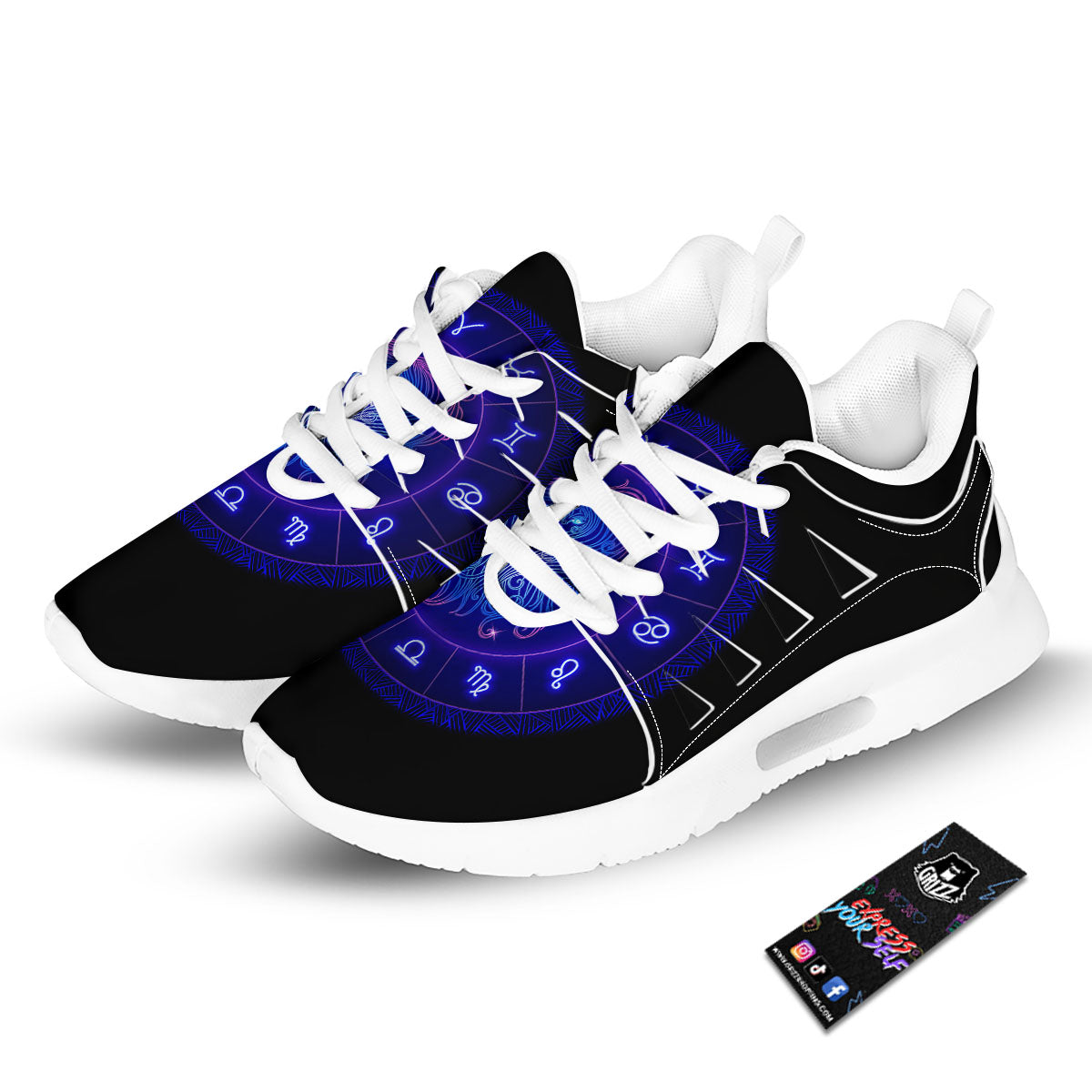 Zodiac Symbols Blue Print Pattern Tennis Shoes-grizzshop