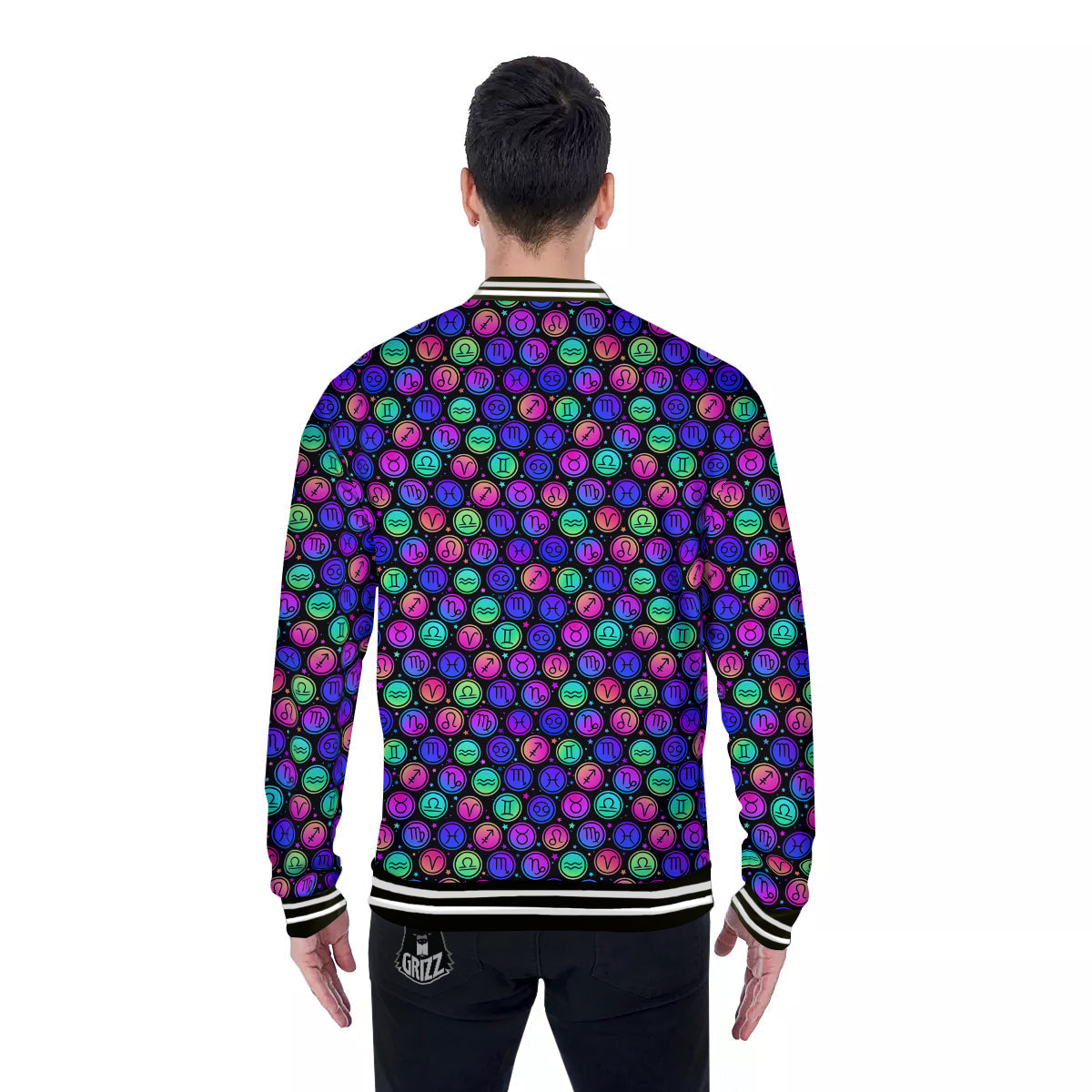 Zodiac Symbols Colorful Print Pattern Baseball Jacket-grizzshop
