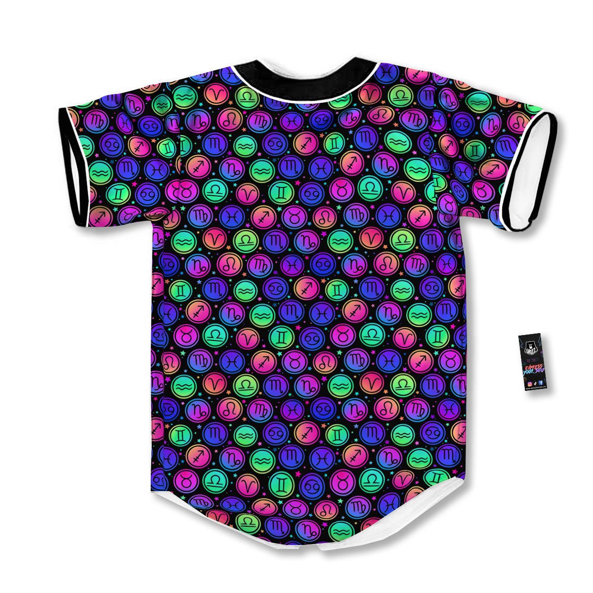 Zodiac Symbols Colorful Print Pattern Baseball Jersey-grizzshop