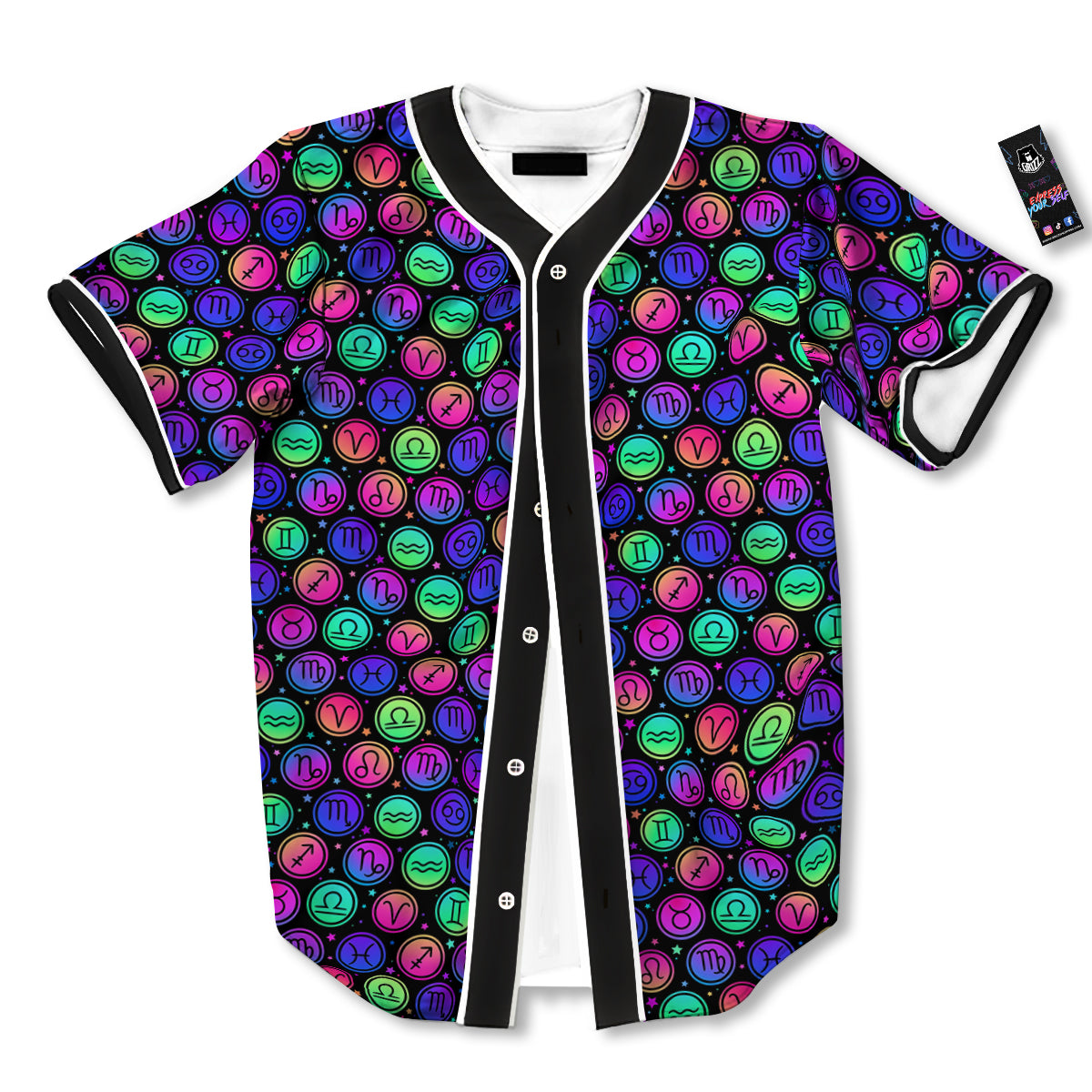 Zodiac Symbols Colorful Print Pattern Baseball Jersey-grizzshop