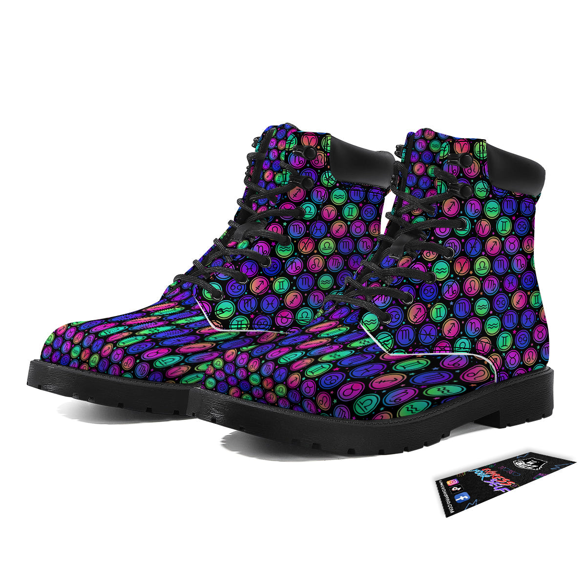Zodiac Symbols Colorful Print Pattern Boots-grizzshop