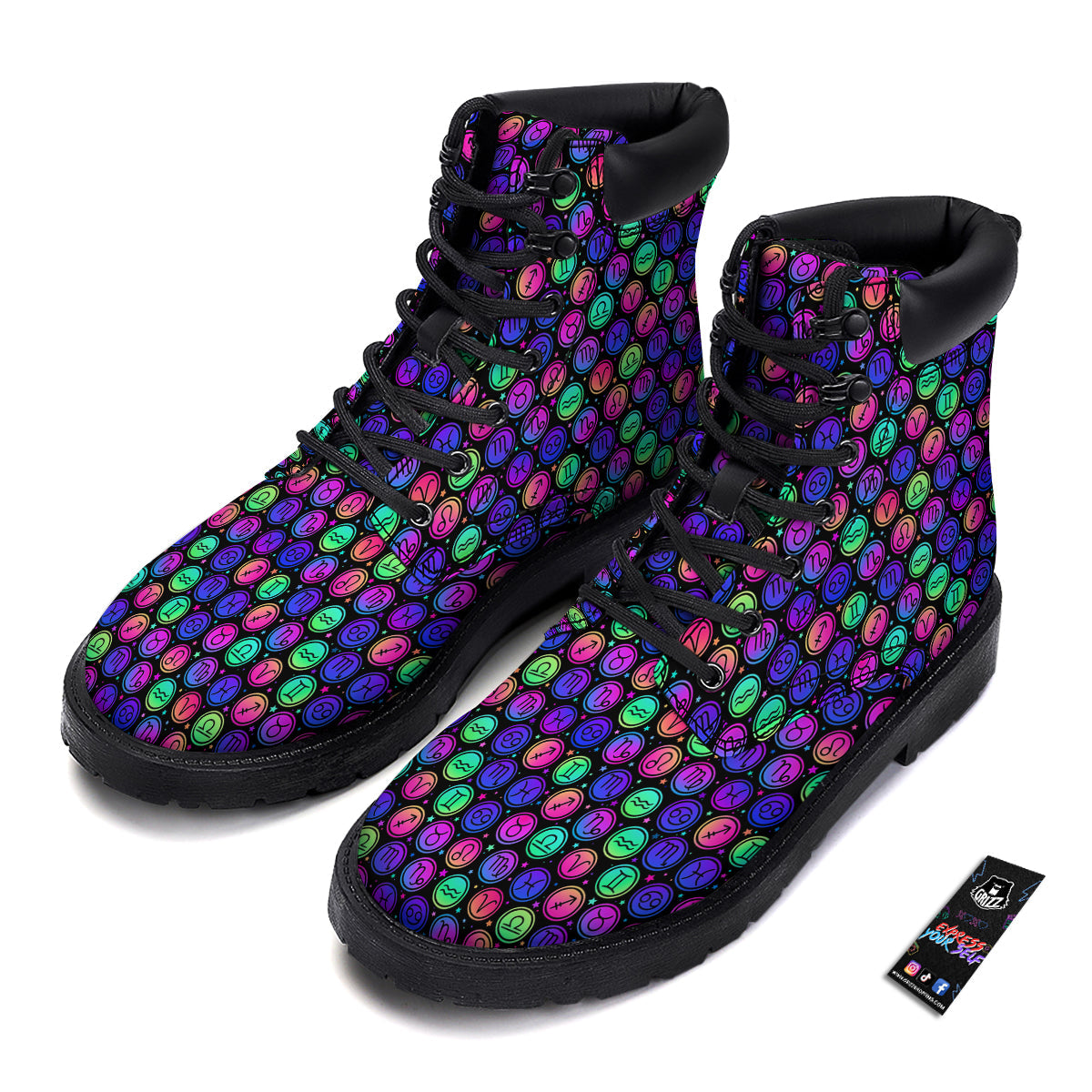 Zodiac Symbols Colorful Print Pattern Boots-grizzshop