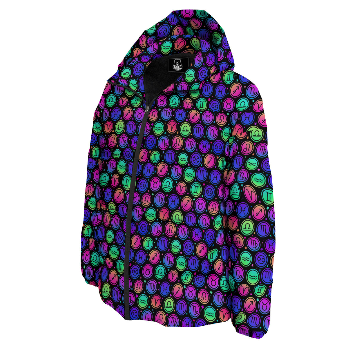 Zodiac Symbols Colorful Print Pattern Down Jacket-grizzshop