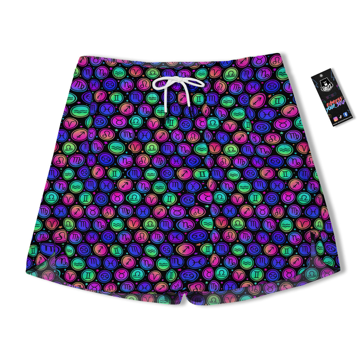 Zodiac Symbols Colorful Print Pattern Men's Running Shorts-grizzshop