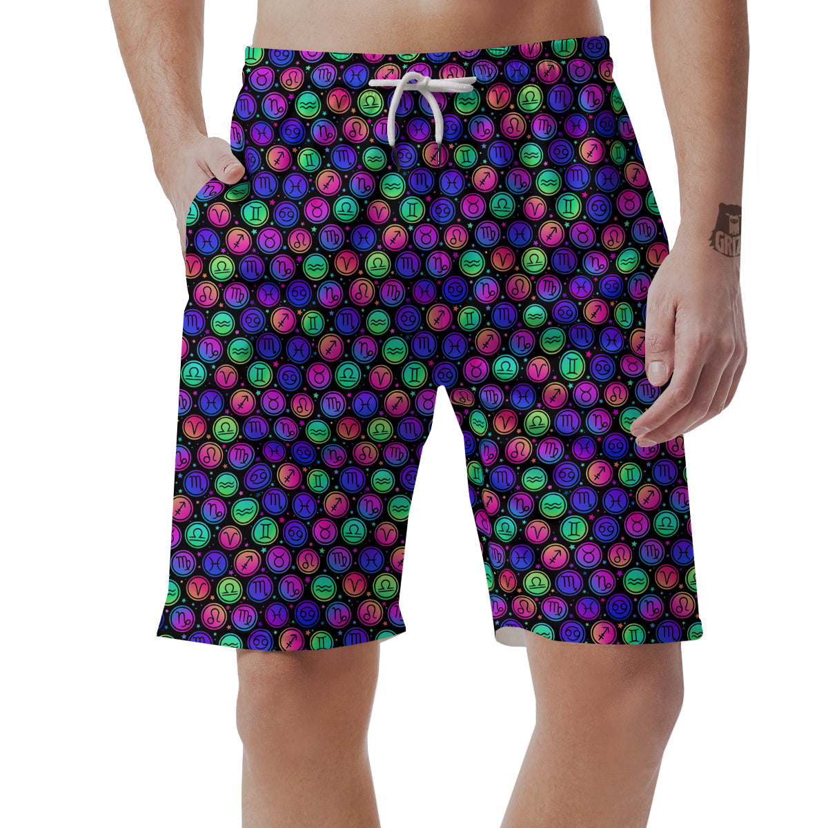 Zodiac Symbols Colorful Print Pattern Men's Shorts-grizzshop