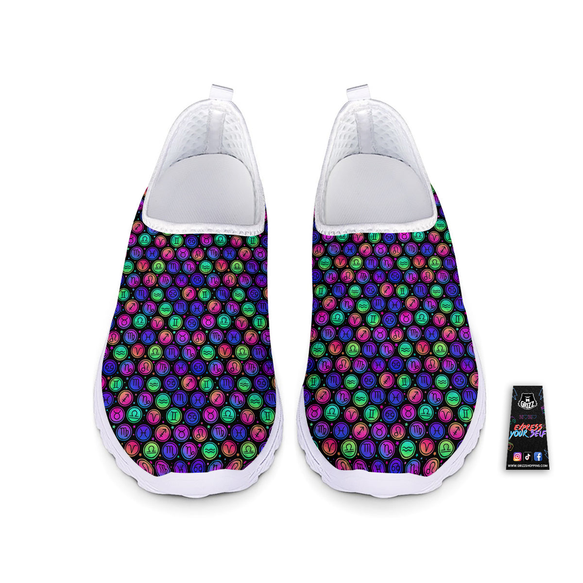 Zodiac Symbols Colorful Print Pattern Nurse Shoes-grizzshop