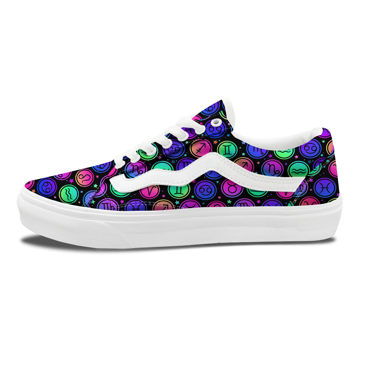 Zodiac Symbols Colorful Print Pattern Skate Shoes-grizzshop