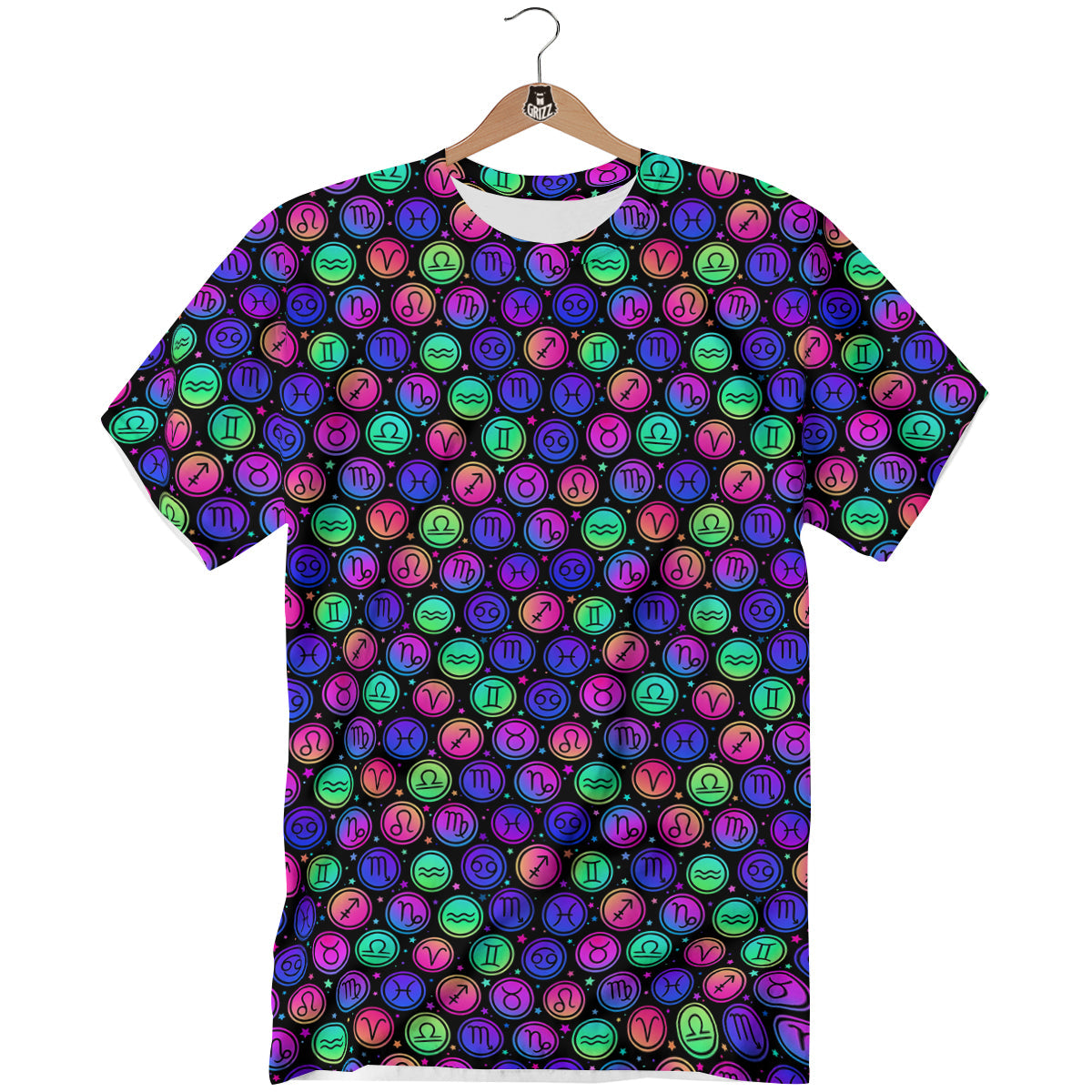 Zodiac Symbols Colorful Print Pattern T-Shirt-grizzshop