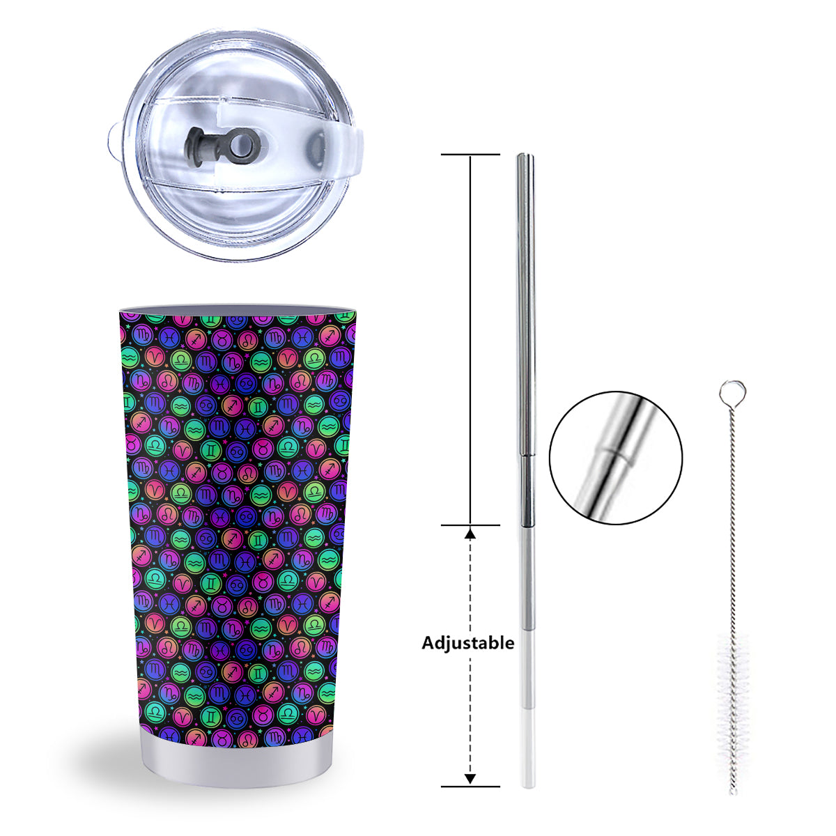 Zodiac Symbols Colorful Print Pattern Tumbler-grizzshop
