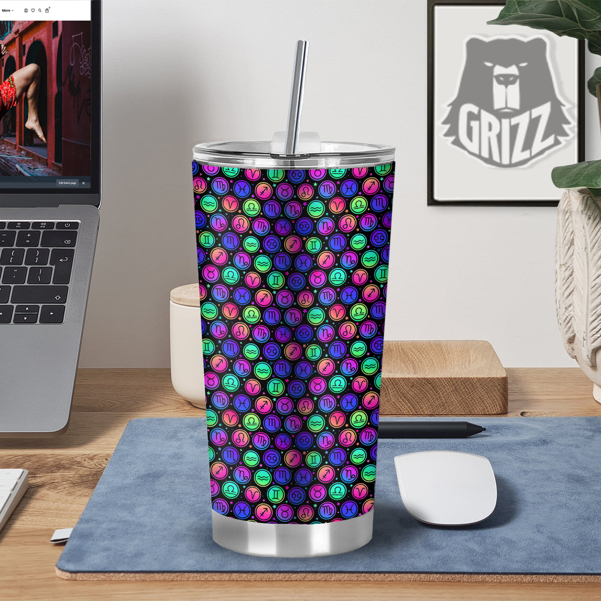 Zodiac Symbols Colorful Print Pattern Tumbler-grizzshop