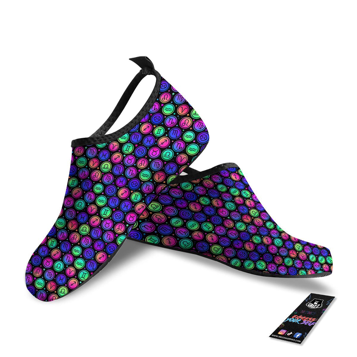 Zodiac Symbols Colorful Print Pattern Water Shoes-grizzshop