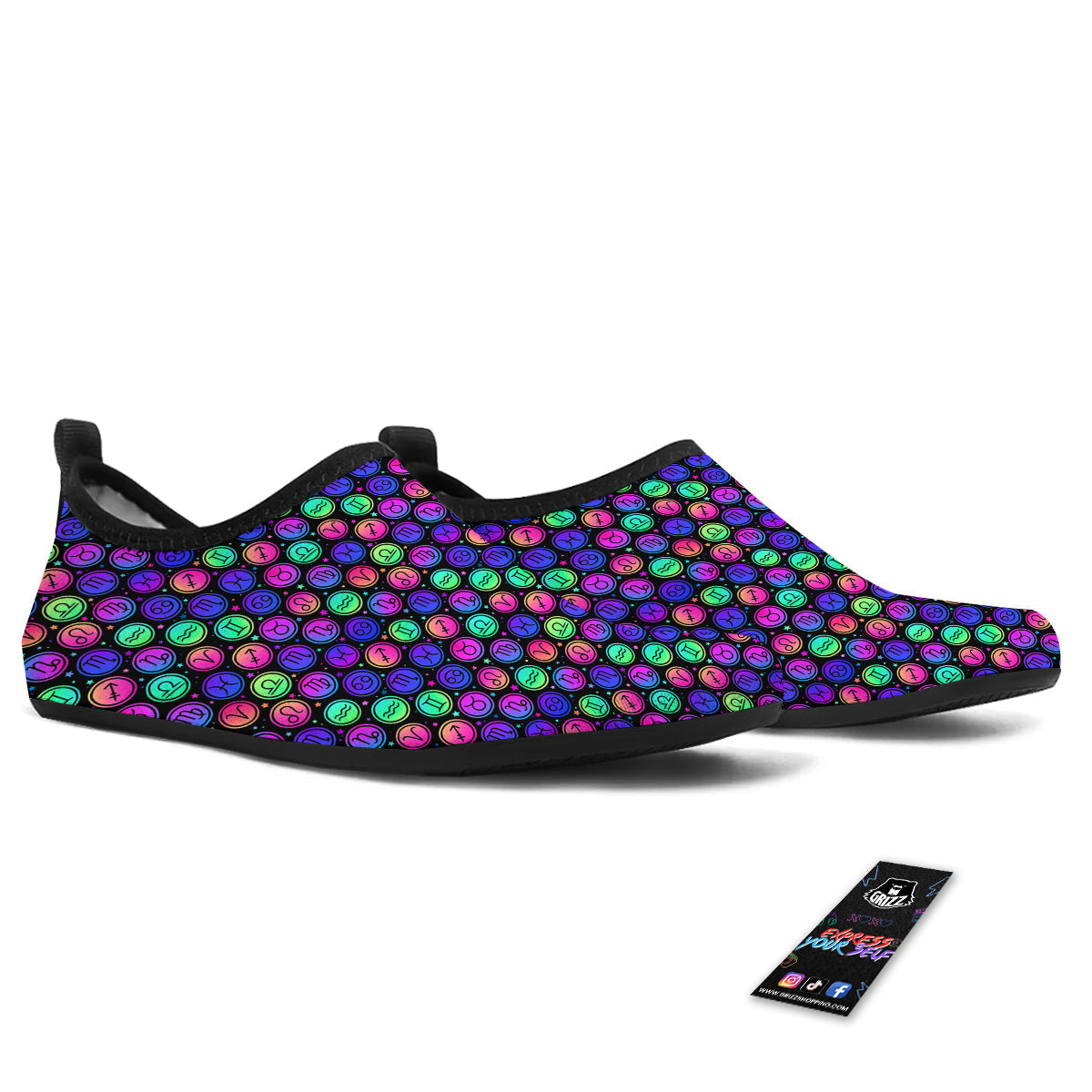 Zodiac Symbols Colorful Print Pattern Water Shoes-grizzshop