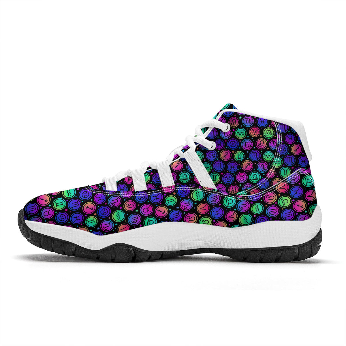 Zodiac Symbols Colorful Print Pattern White Bball Shoes-grizzshop