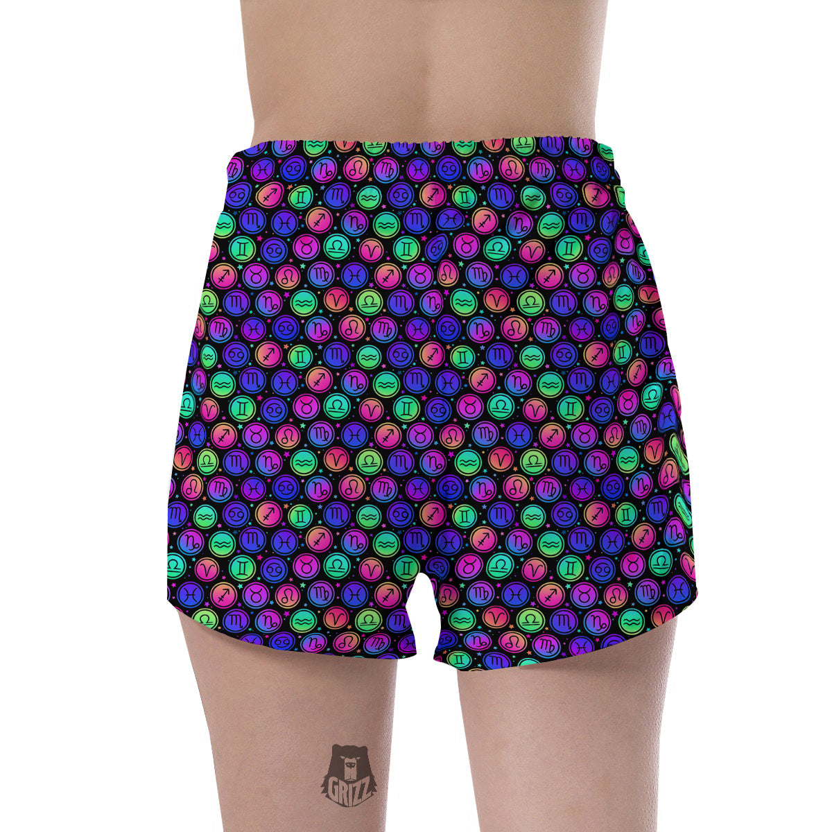 Zodiac Symbols Colorful Print Pattern Women's Shorts-grizzshop