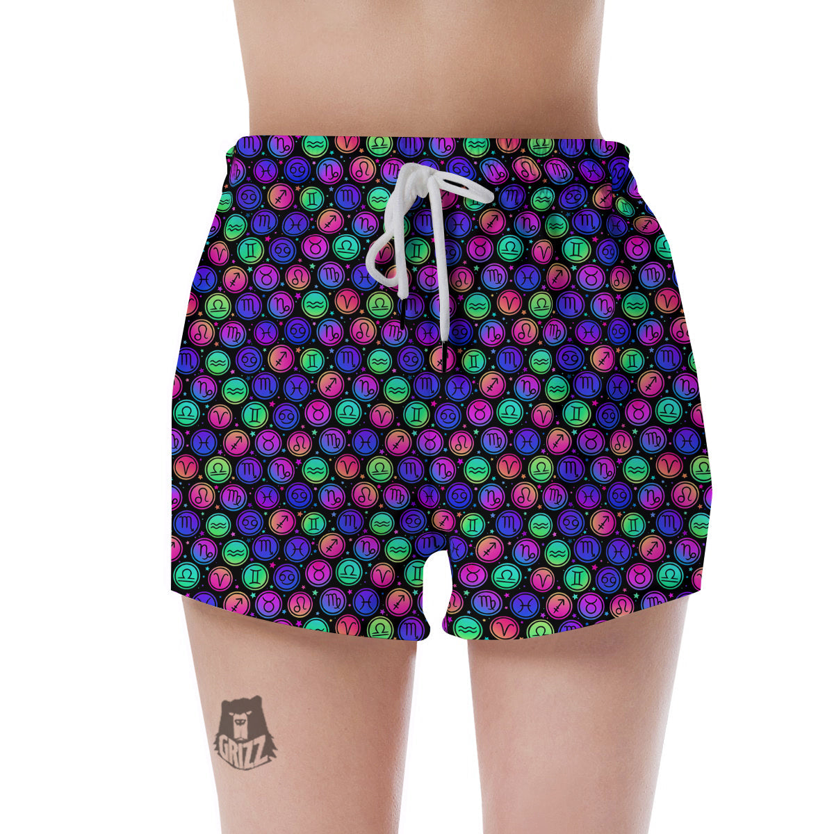 Zodiac Symbols Colorful Print Pattern Women's Shorts-grizzshop