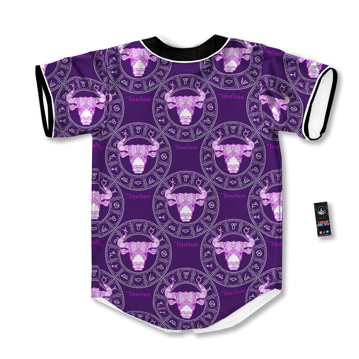 Zodiac Taurus Purple Print Pattern Baseball Jersey-grizzshop