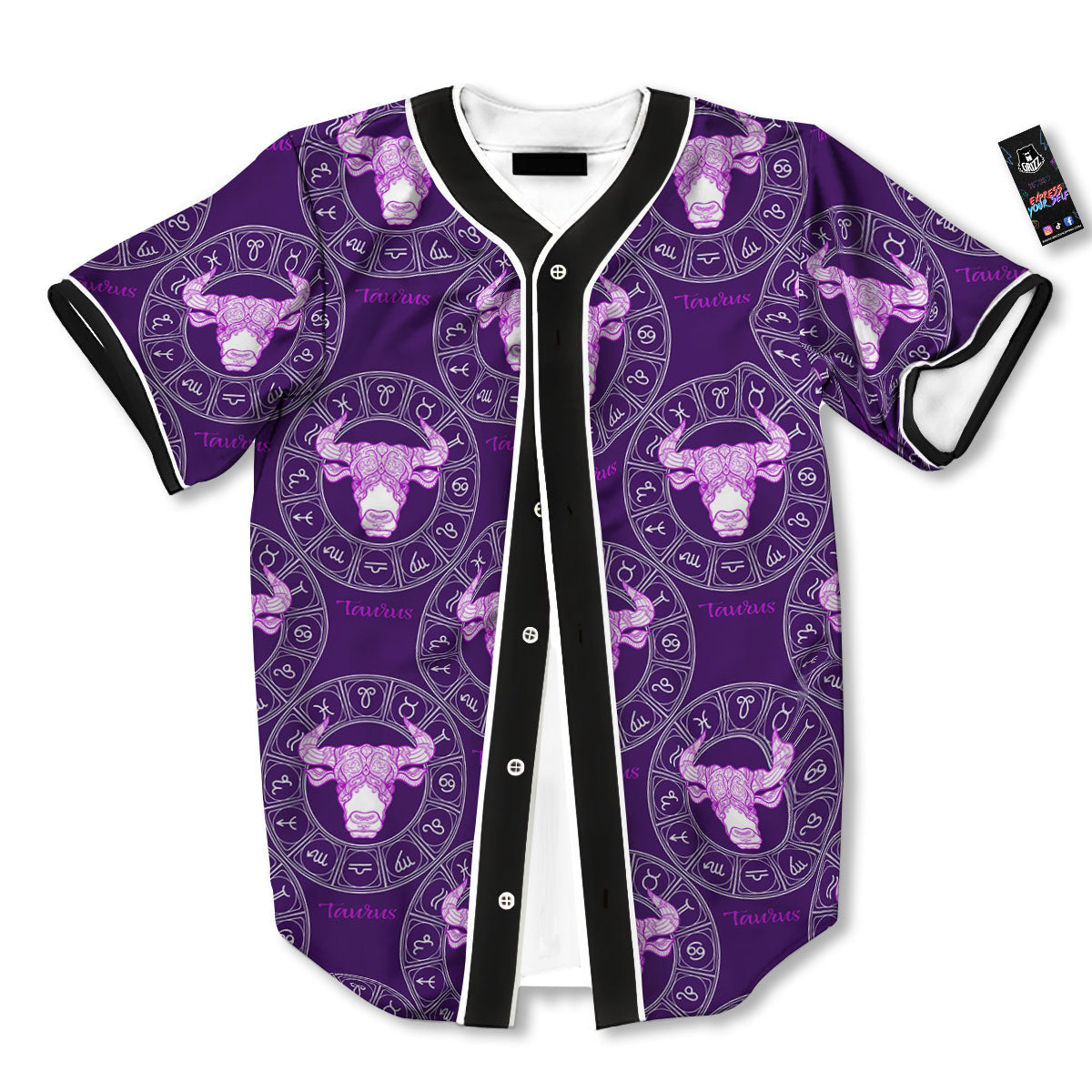 Zodiac Taurus Purple Print Pattern Baseball Jersey-grizzshop