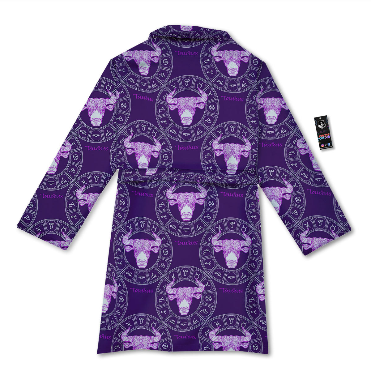 Zodiac Taurus Purple Print Pattern Bathrobe-grizzshop