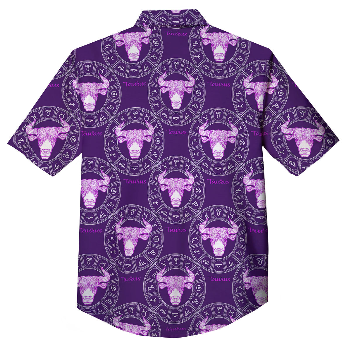 Zodiac Taurus Purple Print Pattern Button Up Shirt-grizzshop