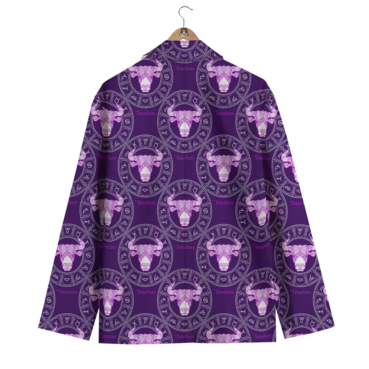 Zodiac Taurus Purple Print Pattern Men's Blazer-grizzshop