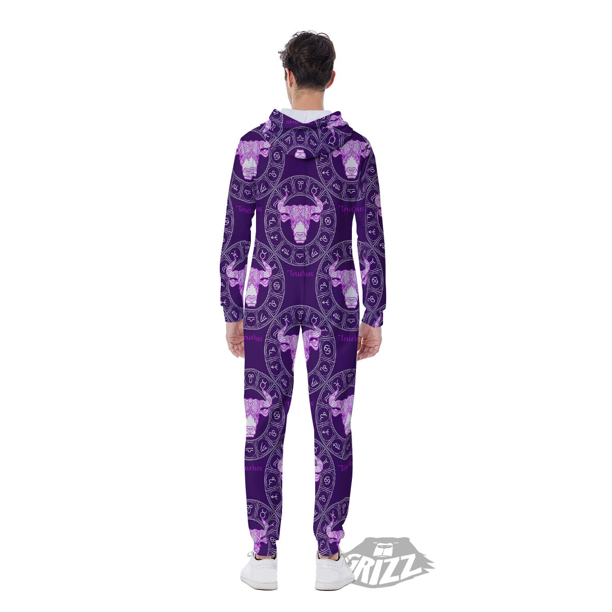 Zodiac Taurus Purple Print Pattern Men's Jumpsuit-grizzshop