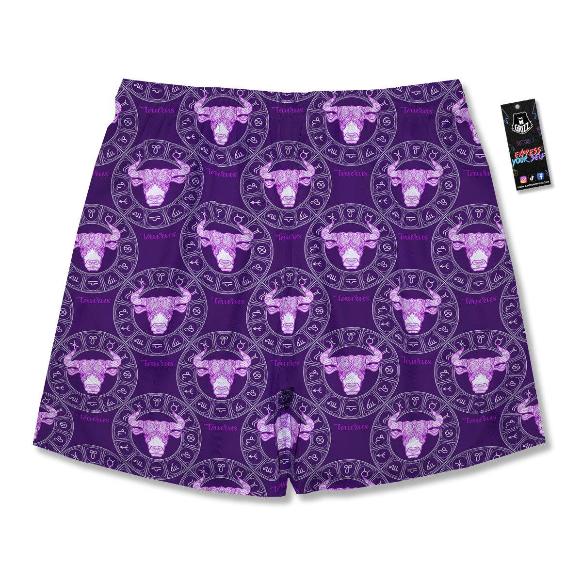 Zodiac Taurus Purple Print Pattern Men's Running Shorts-grizzshop