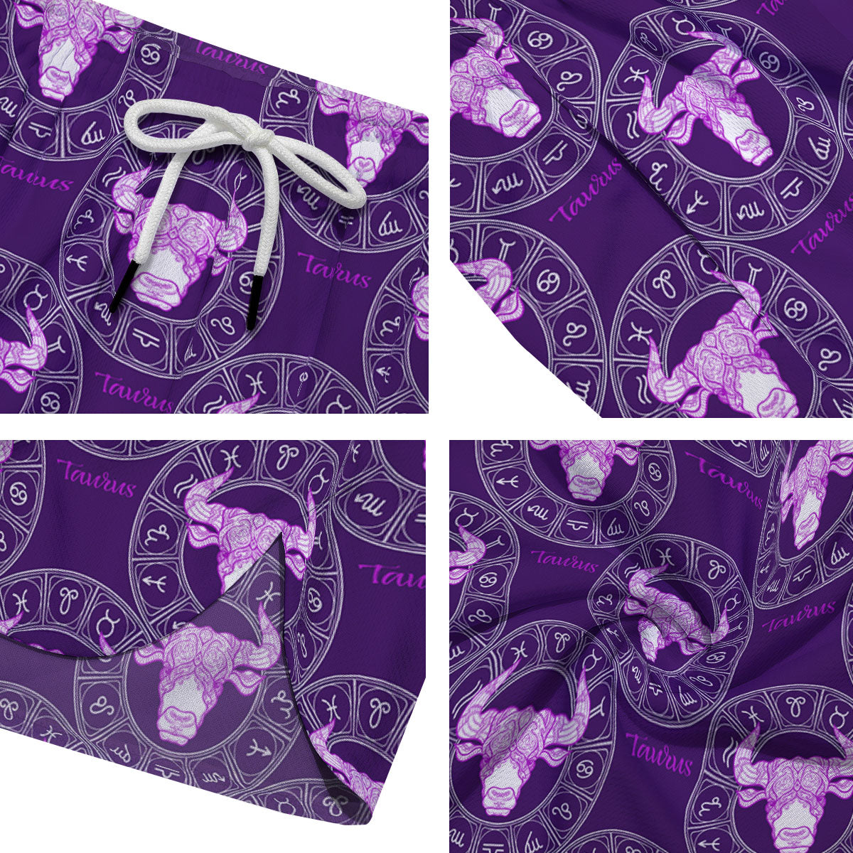 Zodiac Taurus Purple Print Pattern Men's Running Shorts-grizzshop