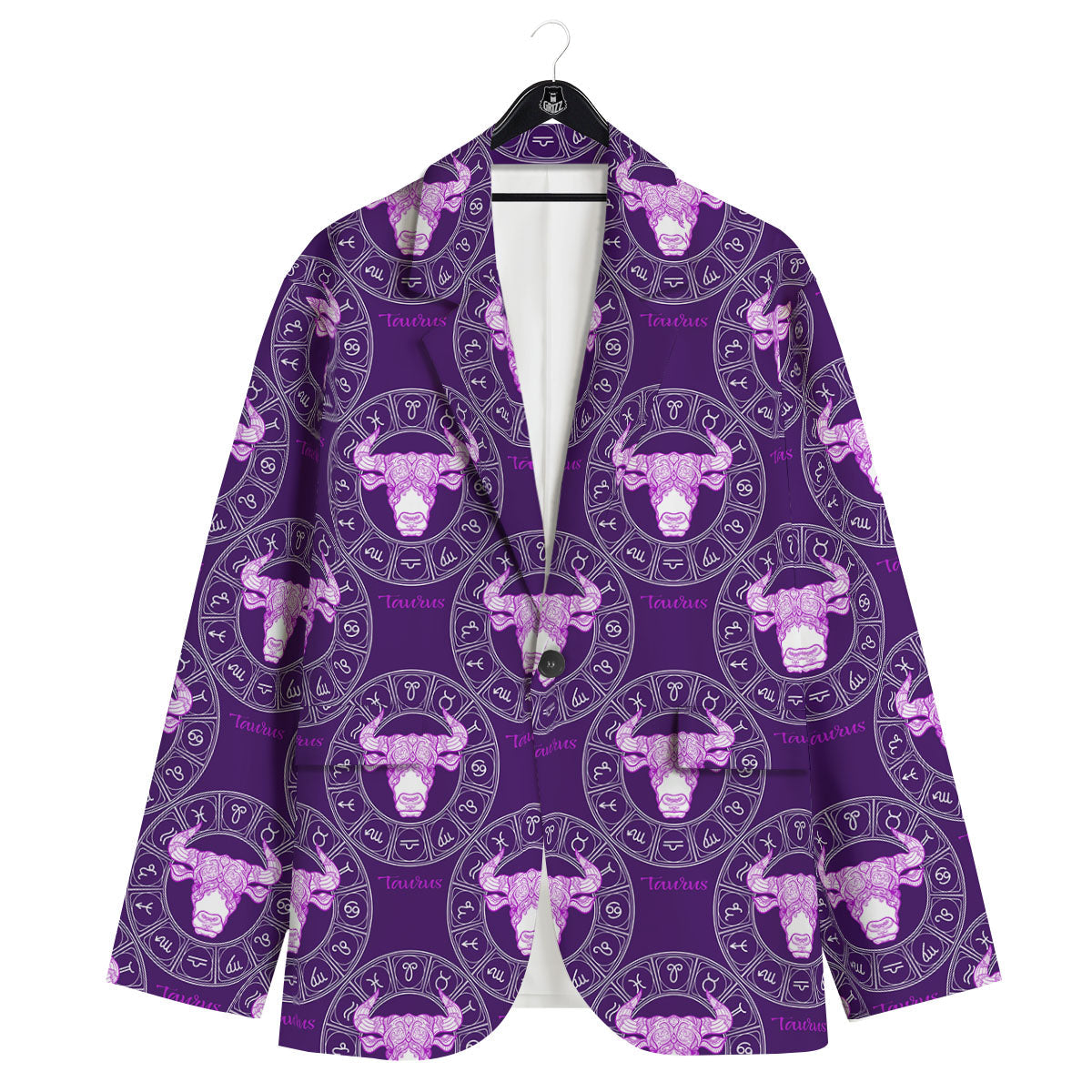Zodiac Taurus Purple Print Pattern Men's Sport Coat-grizzshop