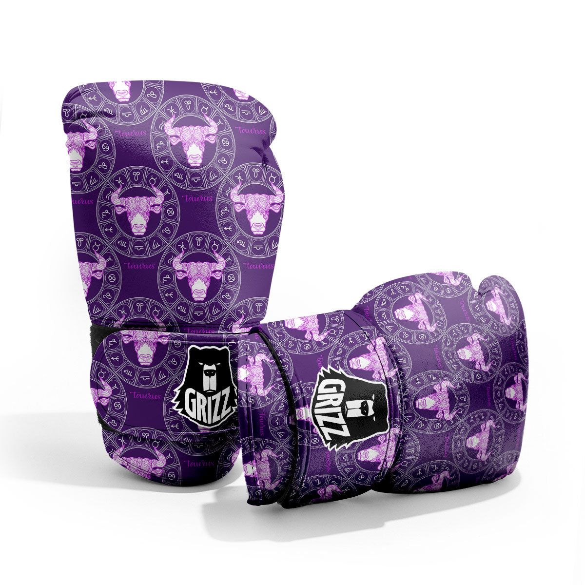 Zodiac Taurus Purple Print Pattern Pro Boxing Glove