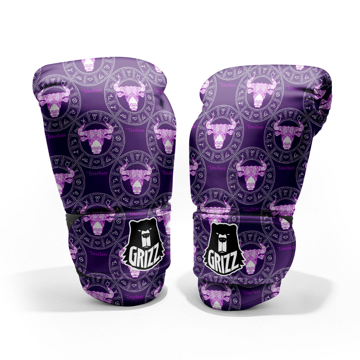 Zodiac Taurus Purple Print Pattern Pro Boxing Glove