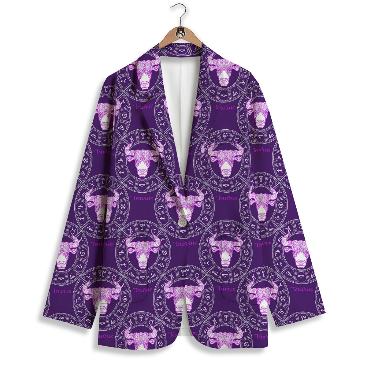 Zodiac Taurus Purple Print Pattern Women's Blazer-grizzshop
