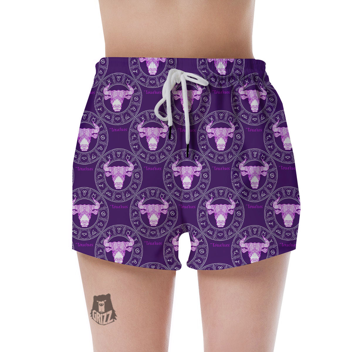 Zodiac Taurus Purple Print Pattern Women's Shorts-grizzshop
