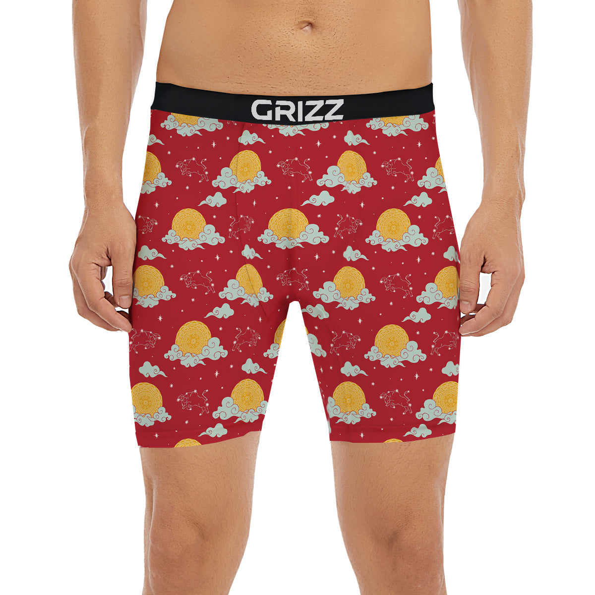 Zodiac Taurus Sky Chinese Year Print Pattern Boxer Briefs-grizzshop