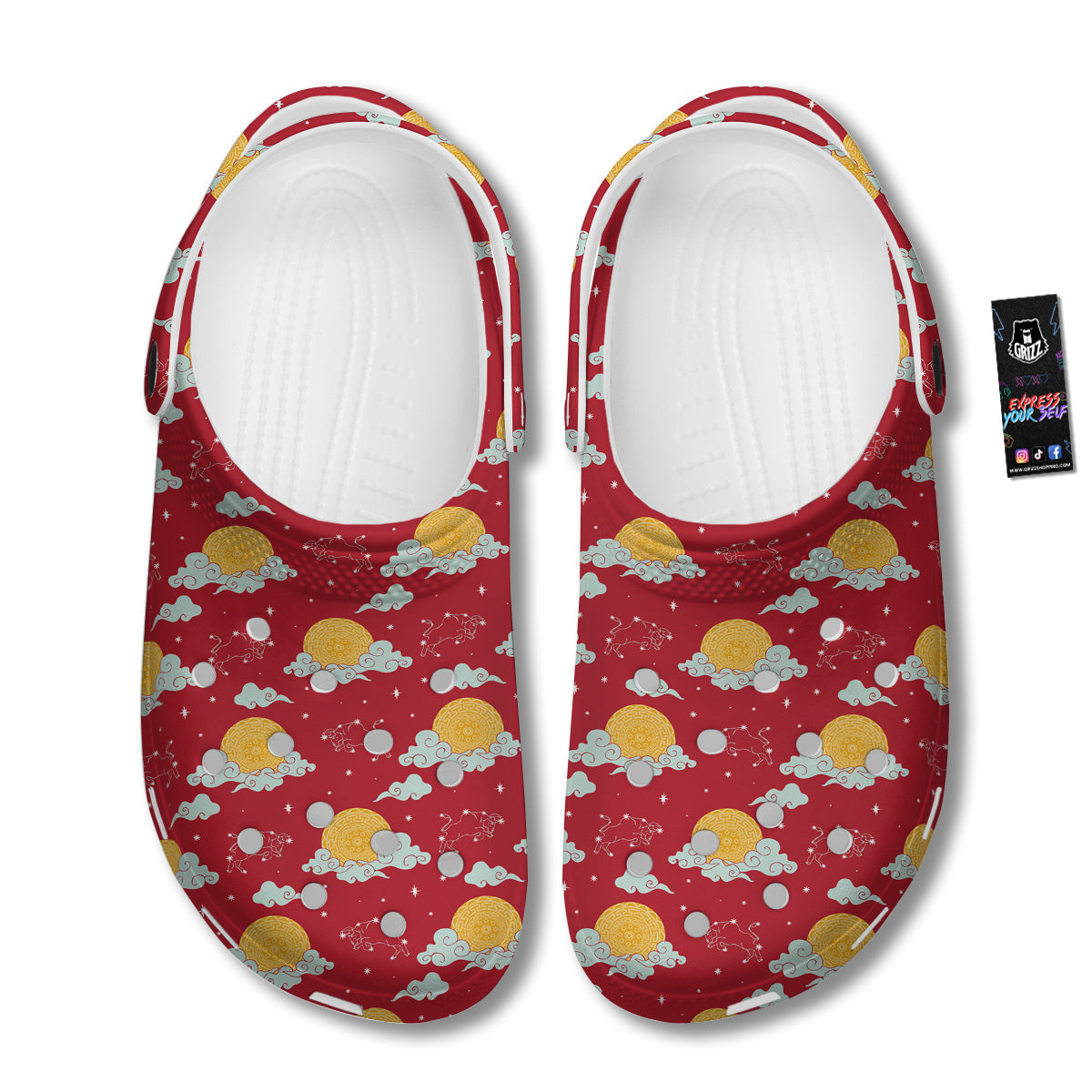 Zodiac Taurus Sky Chinese Year Print Pattern Clog-grizzshop