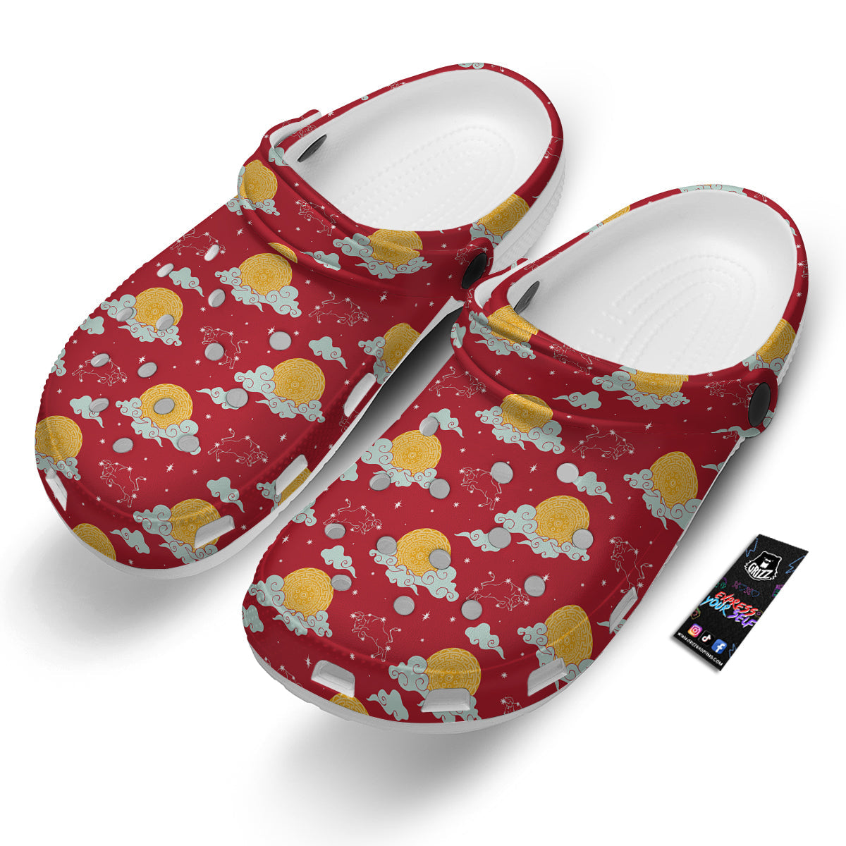 Zodiac Taurus Sky Chinese Year Print Pattern Clog-grizzshop
