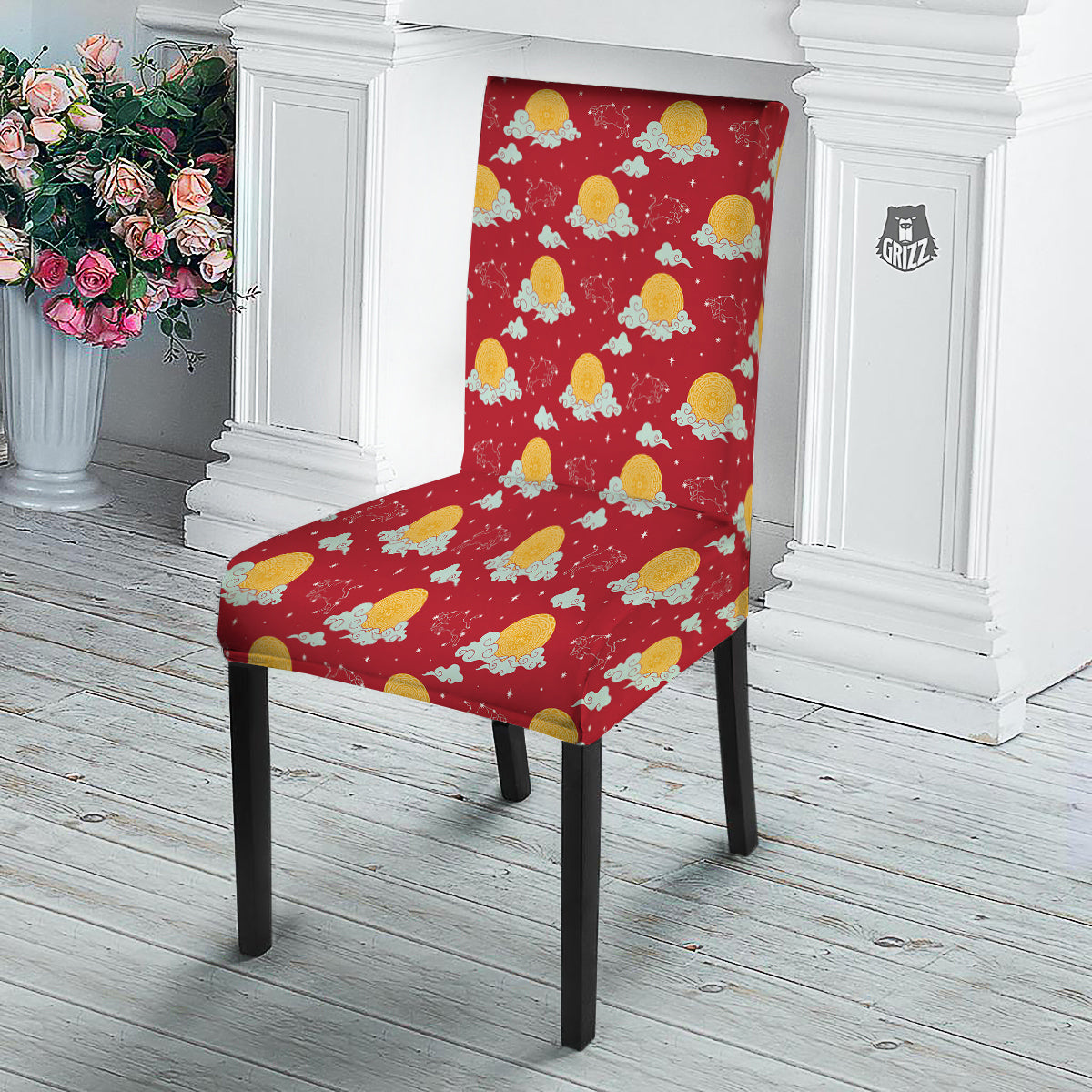 Zodiac Taurus Sky Chinese Year Print Pattern Dining Chair Slipcover-grizzshop